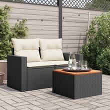 vidaXL Gartentisch Schwarz 55 X 55 X 37 Cm Poly-Rattan Und Akazienholz - nero - Visualizzare 3