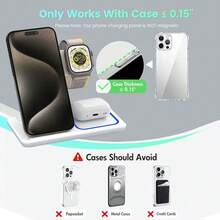 Wireless Charger 3-In-1 Wireless Fast Charging Stand, 15W Wireless Intelligent Identification Does Not Hurt The Machine, Ambient Light Design Wireless Charger, Folding Storage Travel Without Burden, Suitable For Desktop Stand / Office Travel Work / Watch Live / Video Smart Good Helper Compatible With IPhone 17 16 15 14 13 12 11 X 8 Pro Max/Pro/Mini/Plus, Suitable For Office, Dorm, And Home,Compatible With IPhone 17/16 Pro/ Max; 16 Plus; 16; 15 Pro/ Max; 15 Plus; 15; 14 Pro/ Max; 14 Plus; 14; 13 Pro/ Max; 13 Mini; 13; 12 Pro/ Max; 12 Mini; 12; SE (2022); 11 Pro Max; 11 Pro; 11; Xr; Xs Max; Xs; X; 8 Plus; 8.Compatible With Watch Series 1/2/ Series 3/Series 4/Series 5/Series 6/Series 7/Series 8/Series 9/Series 10/SE/ SE2/ SE3/Ultra/Ultra 2/Sport/Edition,Birthday Gift,Halloween Gift,Christmas Present - White - View 7