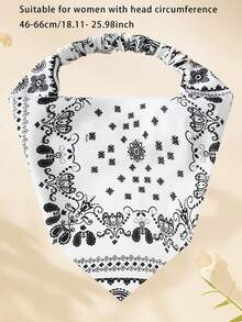 3pcs/Set Ultra-Thin Women's White, Navy Blue, Black Classic Cashew Flower Design Headband, Neckerchief, Suitable For Head Circumference 46-66cm/18.11-25.98 Inch, Sweet And Cute, Suitable For Daily Matching Women Bandanas Winter Hair Accessories Fashion Scarf Women Hair Band - Multicolor - View 2