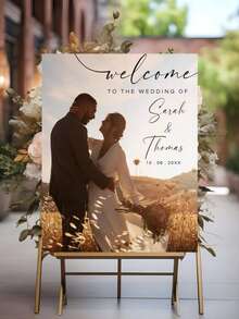 Rectangular Wedding Welcome Sign | Wedding Entrance Sign | Customized Wedding Sign | Wedding Signage | Welcome To Our Wedding Sign - Multicolor - View 1