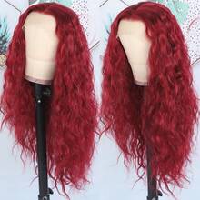 13X4 Free Part Blonde Loose Curly Synthetic Lace Front Wigs Pre Plucked Hairline Soft Long Deep Wave Wigs Glueless Blonde Loose Water Wave Wigs Soft Loose Curls Wig Heat Resistant HD Lace Front Wigs For Women Girls Party Daily Wear - 紅色 - 查看 6