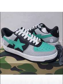 A BATHING APE Leather Classic Comfortable Low-Top Fashion Sneakers, Unisex - Grey - View 4