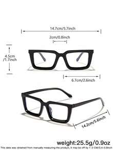 1 par de gafas de moda cuadradas retro de acrílico para hombres, adecuadas para lectura diaria, transporte y combinación de atuendos - Multicolor - Ver 9