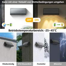 For Outdoor Walls - 4-Pack Solar Wall Lights, Outdoor LED Wall Lights, 3000K Warm White, Waterproof, 1800mAh, 2 Modes, Solar Lighting For Fence, Balcony, Garden - 黑色-4 - 查看 6