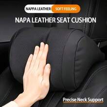 1PC New Luxury Nappa Car Headrest, Ultra Soft Ergonomically Designe Neck Support, Hole-Punching Nappa Design Breathable All-Season, Zero Pressure Design, Soft And Fluffy, Essential Neck Support, Easy Installation For Most Vehicles