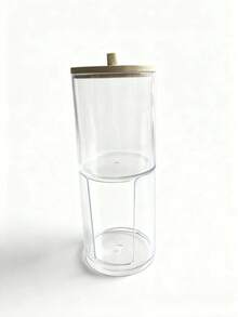 1 قطعة صندوق تخزين شفاف لسحنات المكياج وأعواد القطن، حامل محمول للمناديل المزيلة للمكياج مقاوم للغبار