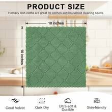 12 Pack Kitchen Dish Cloths (10 X 10 Inches, Cream Yellow), Super Soft And Absorbent Coral Velvet Dish Towels, Nonstick Oil Fast Drying Microfiber Cleaning Cloth, No Lint Household Dishcloths, 2025 - 草綠色 - 查看 4