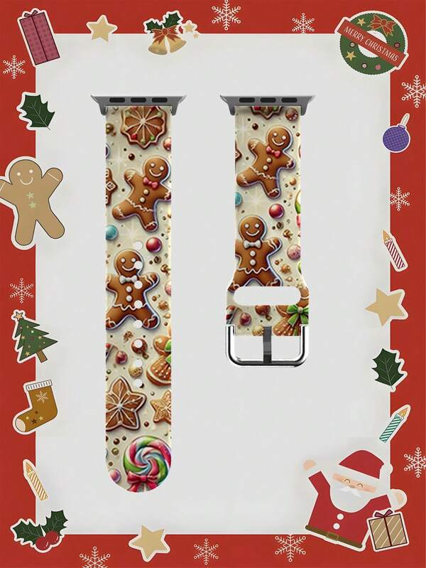 Big Gingerbread Man 1 Piece For Women Men's Soft Elastic Breathable And Comfortable Wristband Replacement Strap For Sa Msung, H Uawei, Huami, Garmin, Honor Smartwatch AppleWatch Strap 38mm 40mm 41mm 45mm 44mm 42mm 49mm Strap, Fashionable And Casual Multi-Color Silicone Strap For Apple Watch