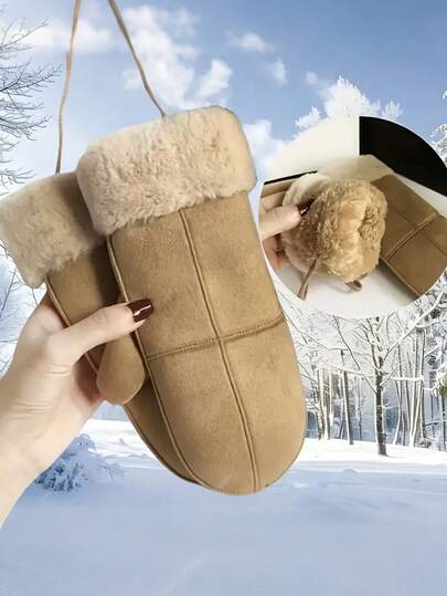 1 Pair Winter Touchscreen Ski Gloves - High-Quality Windproof Fingerless Design, Thermal Lined Suitable For Skiing, Snowboarding And Outdoor Activities. Ergonomically Fitted For Mobile Phone Operation. Fall And Winter Accessory. Thick Plush Gloves For Warmth. Must-Have For Snowboarding. Fashionable For Daily Life.