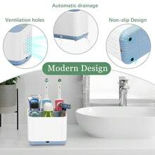 Toothbrush Holders For Bathrooms,  Electric Toothbrush And Toothpaste Holder, 4 Slots Tooth Brushing Holder For Bathroom Organizer Countertop, Bathroom Accessories (Blue){Inchcolor_nameinch:InchBlueinch} - 藍色 - 查看 5