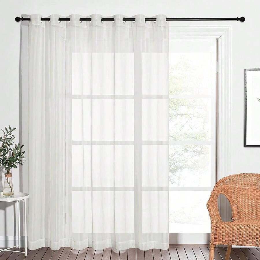 NICETOWN Patio Door Sheer Curtain - Vertical Voile Drape, Extra Wide Curtain Panel Window Treatment For Sliding Glass Door (Beige, 1 Piece, W100 X L84 Inches){Inchcolor_nameinch:InchBeigeinch,Inchsize_nameinch:Inch100\InchWx84\InchL(Packof1)Inch} - 米色 - 查看 1
