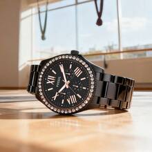 Fossil Reloj de cuarzo cronógrafo para damas Cecile, esfera rosa, correa de acero inoxidable, reloj de cuarzo de alta gama, estilo de textura de lujo ligero, elegante y de moda, temperamento adecuado para uso diario, un regalo para novias y madres AM4522/AM4483