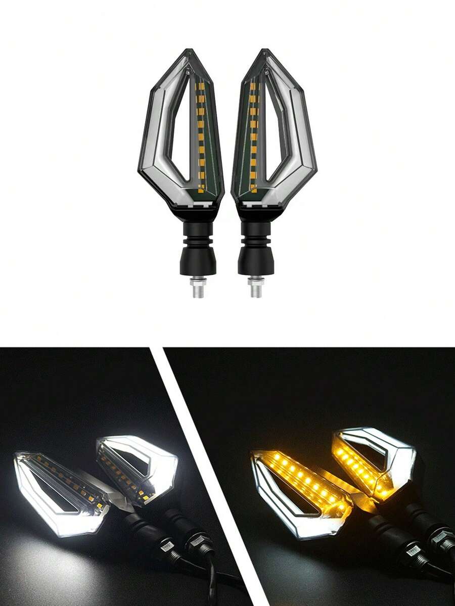 2 Direccionales Focos Faros Led Motocicleta Efecto Neon Tmax - Blanco - Ver 1