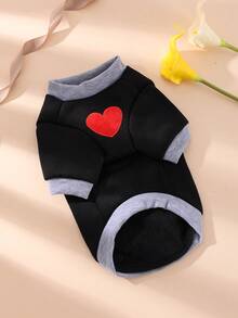 1pc Langxingcs Pet Hoodie With Heart Embroidery, Soft & Warm Fleece Sweatshirt For Small, Medium And Large Dogs & Cats, Simple & Fashionable Pet Clothing - Multicolor - View 23
