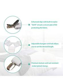 4pcs Triangle Household Bed Sheet Clips - Adjustable Elastic Fixers For Bed Sheets, Sofa, Car Seats & Tablecloths, Anti-Slip Anti-Run Sheet Buckles (Black/Pink/Khaki/Gray/White) - Multicolor - View 4