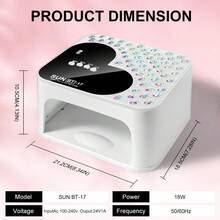 SUN BT-17 镶钻双灯 UV LED 美甲灯，45 颗 LED 灯珠，USB 辅助光源，带 4 个定时器，沙龙/家用快速固化美甲灯，情人节及女士礼物 - 美規A型插(110-127V) - 查看 7