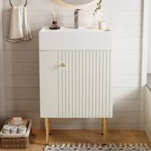 Bathroom Vanity Unit With 55cm Under-Sink Cabinet, Small Guest Bathroom Cabinet, White