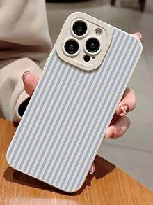 白色蓝色条纹时尚纹理包边棕色喷漆防震手机壳，兼容 14、14 Pro、14 Pro Max，卡通款兼容 13、13 Pro、13 Pro Max、11、11 Pro Max、12、12 Pro、12 Pro Max、XR，卡通款兼容 7/8，兼容 15、15 Pro、15 Pro Max、16、16 Pro、16 Pro Max、S23、S24、S25、S24 Plus、S25 Plus、A56、A36、A26、A13 4G、A22，春季礼物手机壳，春季生日礼物，国际版，非国内版 - 彩色 - 查看 5