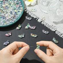 1 Box 100PCS Angel Wing Acrylic Bead With Hole Iridescent Transparent Loose Spacer Beads Bulk For Jewelry Making Earrings Bracelets Necklace Decor DIY Craft Supplies - Trong suốt_ - Xem 4
