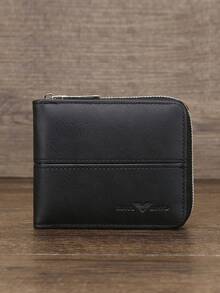 HOVI'S Men's Short Zip Wallet, 11.5cm, PU Leather Material, Multi-Card Slots And Cash Compartment, Slim And Secure, Can Hold Cash (9.5x2.5cm), Men's Christmas Gift, Black - Black - View 2