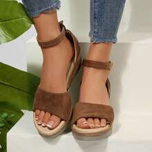 Summer Wedges Heels Wedge Sandals For Women Open Toe Ankle Strap Heels Sandals Dressy Platform Comfortable Casual Shoes Platform Sandals Outdoor Beach Walking Travel - 棕色 - 查看 7