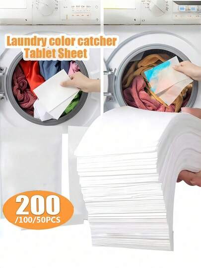 100pcs Color Color Catcher Laundry Sheets - Anti-Color Transfer Agent And Absorbent Cloth, For Use In Washing Machines, To Prevent Color Loss, Enhance Garment Protection, Laundry Room Accessory