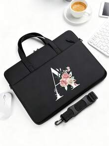 Túi đựng laptop in chữ cái A-Z có quai đeo vai, tích hợp ngăn đựng dây cáp, túi đựng laptop di động phù hợp với laptop 13-13.6", 14-15", 15.6-16", thích hợp cho nữ giới, học sinh, văn phòng, làm quà tặng. - Nhiều màu - Xem 9