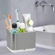 Toothbrush Holders For Bathrooms,  Electric Toothbrush And Toothpaste Holder, Brushed Nickel Toothbrush Caddy, Tooth Brushing Stand For Bathroom Organizer Countertop (Brushed Silver){Inchcolor_nameinch:InchBrushedSilverinch} - 拉絲銀 - 查看 3