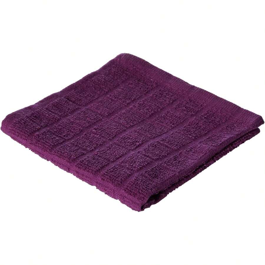 Basic Terry Solid Windowpane Dishcloth Set, 12x12, Red, 6 Piece, 2025 - Eggplant - View 1