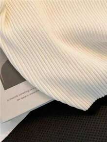 Y2K 夏季新款针织短袖T恤女装，时尚百搭撞色罗纹针织上衣，可爱夏季衬衫，女士户外上衣，返校季必备 - 白色 - 查看 6