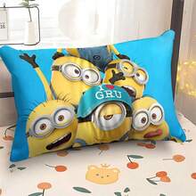 1pc Minions Cartoon Animation Cushion Cover, Anime Style Decorative Pillow Cover, Suitable For Bedroom, Sofa, Car And Home Decor, Living Room Pillow, Beautiful Modern Cushion Cover, Cute Room Decor, Fun Pillow, Sofa Cushion Cover, Car Pillow Cover, Playful Home Decor, Cartoon Design, Machine Washable, Zipper Closure, Stylish Home Textiles, No Inner Filling