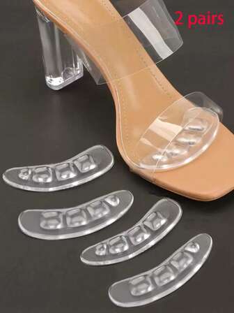 2 pares de almohadillas transparentes con forma de guisante para la parte delantera del pie, protección contra la fricción de zapatos de tacón alto, plantillas antideslizantes de silicona invisibles, almohadillas de ajuste de medio tamaño para sandalias