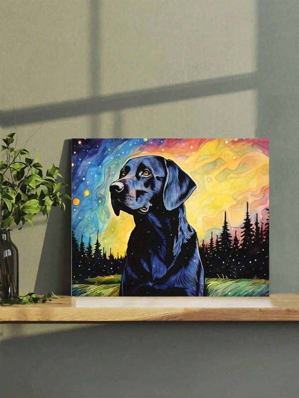 Kit de pintura por números acrílica para adultos - Labrador en paisaje de noche estrellada, 40x50cm lienzo DIY, arte de bordado de punto de cruz, decoración de pared, regalo para Acción de Gracias, Día de la Madre y Día del Padre