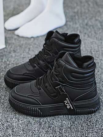 Zapatillas casuales para mujer, nuevos zapatos de skate de caña alta, zapatos planos de plataforma con suela gruesa y punta redonda, estilo slip-on, blancos, transpirables y desodorizantes, estilo de calle personalizado, botas de motocicleta, botas de motocicleta de cuero para viajes al aire vacaciones, unisex