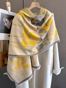 FADZOYLE 1 pieza Chal/Capa en tela de jacquard con estampado de flores vintage, suave y elegante, de gran tamaño para mujer, cálido para el invierno y el otoño, adecuado para uso diario, vestidos de noche elegantes, viajes y como regalo - Accesorio de mujer