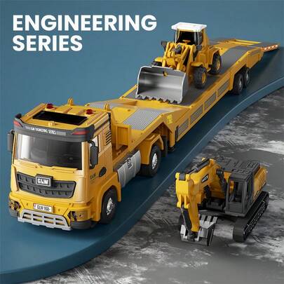 Juguete de coche de aleación para niños, modelo de camión plataforma, vehículo de transporte de ingeniería, escenario simulado, exhibición de escritorio, coleccionable, regalo para niños