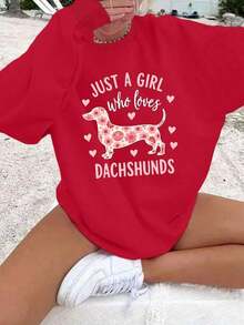 HoodieJust A Girl Who Loves Dachshunds Women's Round Neck SweatshirtLoose And Comfortablewinter Clothes For Women - Đỏ - Xem 12