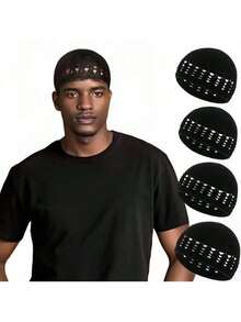 One-Piece Crocheted Mesh Hairnet Set, Knitted Scarf And Hat, Women's Thickened Hairnet, Sleep Scarf Cover, Black Hairnet, Long Straight Hair Protection Cap, Ballet Hat. - màu đen - Xem 6