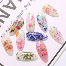 10 Sheets Nail Foil Flower Nail Stickers Floral Nails Design Starry Sky Foils Nail Art Nail Transfer Foil Nail Decals Nail Salon Decoration - 樣式 7 - 查看 7