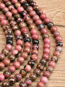 4/6/8/10mm Vintage Natürliche Rhodonit Perlen, Bohemian Schwarz & Pink Spezielle DIY Schmuckherstellung Perlen - Pink - Übersicht 5