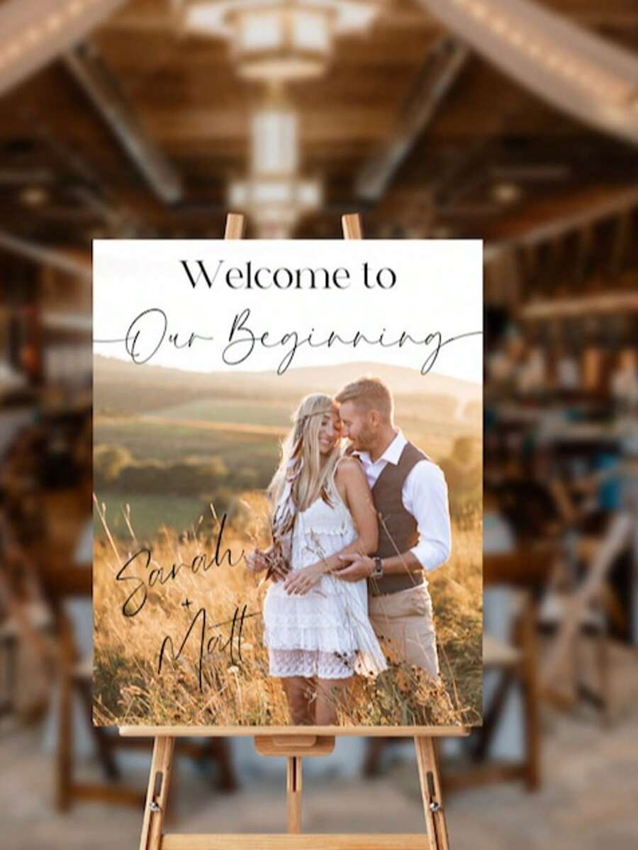 Rectangular Wedding Welcome Sign | Wedding Entrance Sign | Customized Wedding Sign - Multicolor - View 1