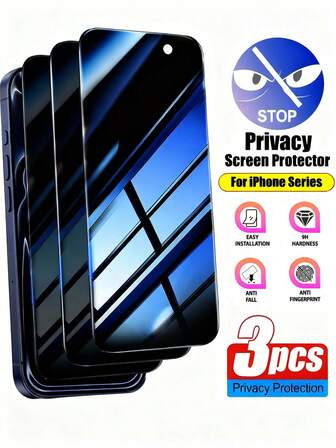 3 st. skärmskydd kompatibelt med 17 16e 16 Pro Max, sensorskydd, kompatibel med Dynamic Island, 9H anti-insynsskyddande härdat glas, reptåligt, lämpligt för telefonskal, enkel att installera, bubbelfri, kompatibelt med 15Promax 14 13 12 11 7/8 XR XS XSMAX