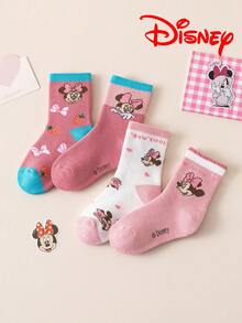 Disney 8/4 双正品儿童袜子，可爱卡通米妮图案，加厚保暖毛巾袜，适合女孩，韩版卡通袜子，适合男孩冬季穿着，透气婴儿及学生袜，地板袜