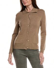 Bruno Magli Merino Wool Epaulet Sweater Jacket - Tan - View 1