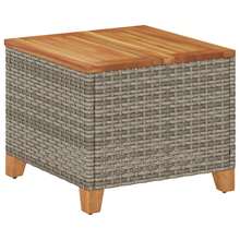 vidaXL Gartentisch Grau 45x45x37 Cm Poly Rattan Akazienholz - Grigio - Visualizzare 2