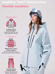 VECTOR MOTION Aquila 3L 加厚连帽滑雪服，男女通用，全压胶，弹力面料，防风，保暖，耐用，透气，适用于单板/双板滑雪 - 淺藍色 - 查看 4