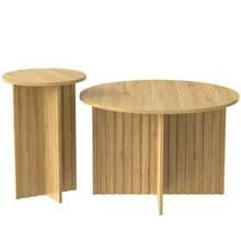 Modern 2-Piece Wooden Nesting Table Set: Round Coffee Tables And Side Tables In A Scandinavian Design, Space-Saving And Versatile, Sturdy MDF/PB Construction - Natural Walnut Wood Color - View 10