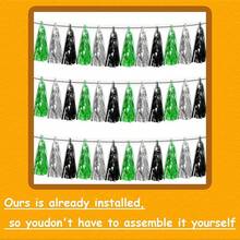 3P Metallic Fringe Tassel Banner Garland Foil Tinsel Streamer Wall Hanging Curtain Backdrop Banner For Parade Floats, Graduation Decorations, Father's Day Party Decoration(Silver)Halloween Christmas New Year - 黑色銀色綠色 - 查看 3