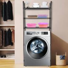Regal mit 3 Einlegeböden, industrielles Design, Toilettenregal, Badezimmerregal, platzsparend, einfach zu montieren, für Waschküche, Industriestil, 72 x 25 x 155 cm - Schwarz - Übersicht 2