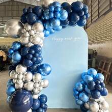 5/10/12 Inch Metallic Blue Party Balloon Arch Set, Blue Metallic Helium Shiny Thick Latex Balloons, Suitable For Birthday, Baby Shower, Graduation, Father's Day, Underwater World, Wedding Anniversary, Bachelorette Party, Gender Reveal Party Decoration - Metallic Blue - View 7